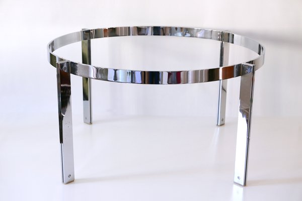 Large Glass and Steel Coffee Table, 1970s-WPT-560686