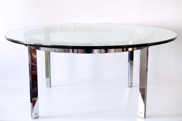 Large Glass and Steel Coffee Table, 1970s-WPT-560686