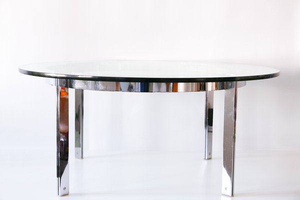 Large Glass and Steel Coffee Table, 1970s-WPT-560686