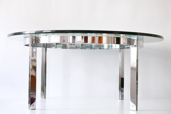 Large Glass and Steel Coffee Table, 1970s-WPT-560686