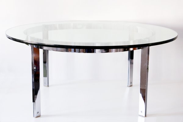 Large Glass and Steel Coffee Table, 1970s-WPT-560686