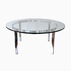 Large Glass and Steel Coffee Table, 1970s-WPT-560686