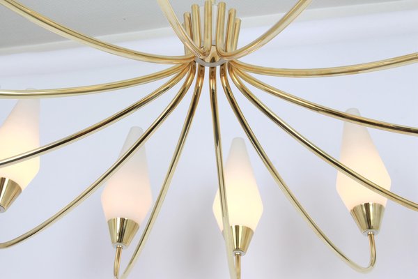 Large Glass Classic Chandelier in the Style of Stilnovo, 1950s-UGR-1085551