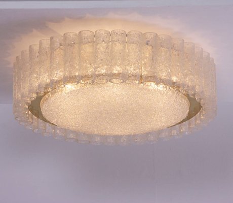 Large Glass Flush Mount or Sconce with Brass Surround from Doria Leuchten, 1960s-VLZ-632097