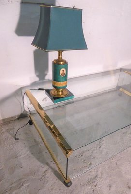 Large Glass & Gilded Brass Coffee Table by Pierangelo Gallotti for Gallotti & Radice, 1970s-AWL-768011