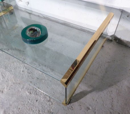 Large Glass & Gilded Brass Coffee Table by Pierangelo Gallotti for Gallotti & Radice, 1970s-AWL-768011