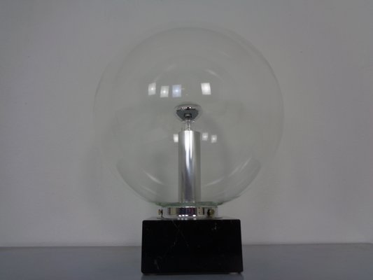 Large Glass Globe & Marble Table Lamp from Erco, 1960s-RDW-1431208