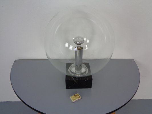 Large Glass Globe & Marble Table Lamp from Erco, 1960s-RDW-1431208