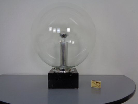 Large Glass Globe & Marble Table Lamp from Erco, 1960s-RDW-1431208