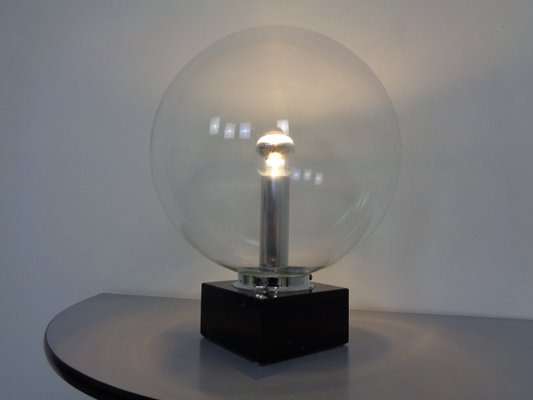 Large Glass Globe & Marble Table Lamp from Erco, 1960s-RDW-1431208