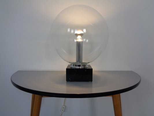 Large Glass Globe & Marble Table Lamp from Erco, 1960s-RDW-1431208