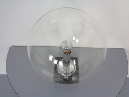 Large Glass Globe & Marble Table Lamp from Erco, 1960s-RDW-1431208