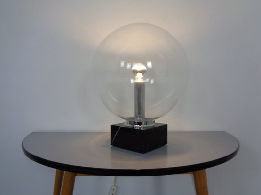 Large Glass Globe & Marble Table Lamp from Erco, 1960s-RDW-1431208