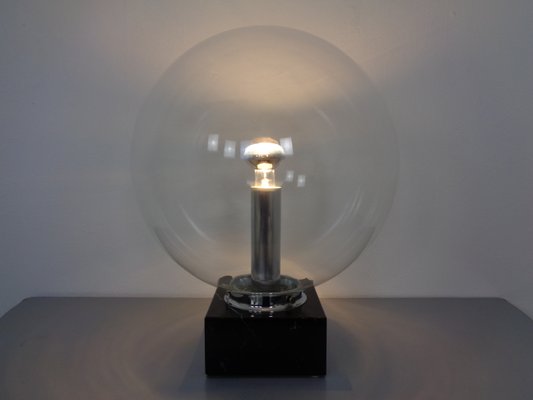 Large Glass Globe & Marble Table Lamp from Erco, 1960s-RDW-1431208