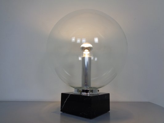 Large Glass Globe & Marble Table Lamp from Erco, 1960s-RDW-1431208