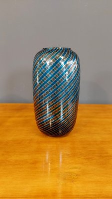 Large Glass Vase in Blown Glass with Twisted Canes by Paolo Venini for Venini, Italy, 1980s-QZZ-1773504