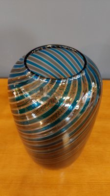 Large Glass Vase in Blown Glass with Twisted Canes by Paolo Venini for Venini, Italy, 1980s-QZZ-1773504