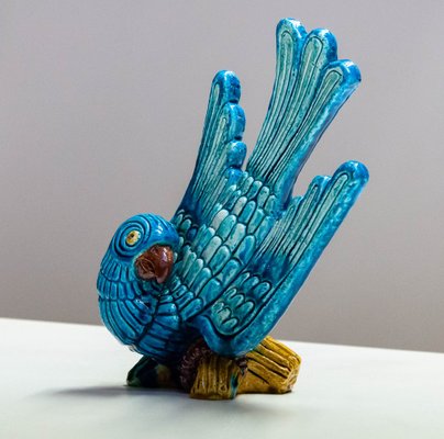 Large Glazed Ceramic / Chamotte Blue Parrot by Gunnar Nylund for Rörstrand, 1960-JE-1738829