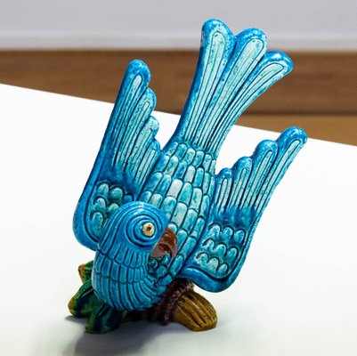 Large Glazed Ceramic / Chamotte Blue Parrot by Gunnar Nylund for Rörstrand, 1960-JE-1738829