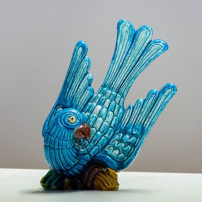 Large Glazed Ceramic / Chamotte Blue Parrot by Gunnar Nylund for Rörstrand, 1960-JE-1738829