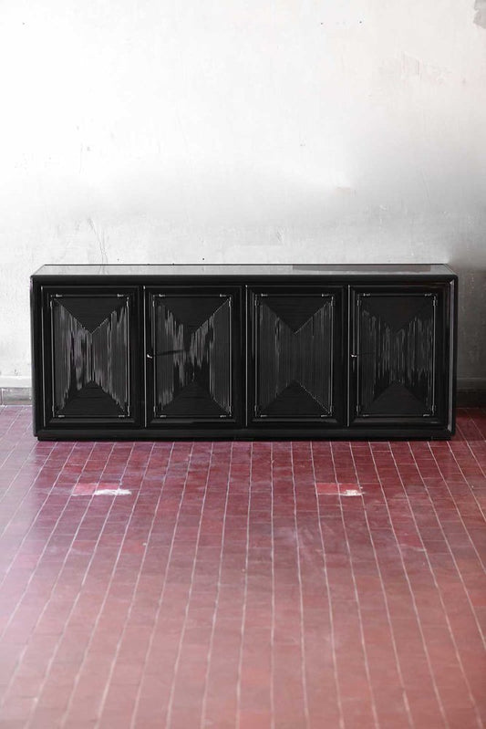 Large Glossy Black Lacquered Sideboard