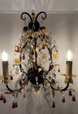 Large Gold Gilded Murano Glass Sconces, 1980s, Set of 2-JJC-1755124