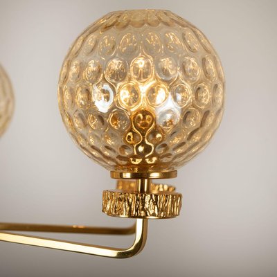 Large Gold-Plated Blown Glass Chandelier in the Style of Brotto, Italy, 1970s-VDW-729724