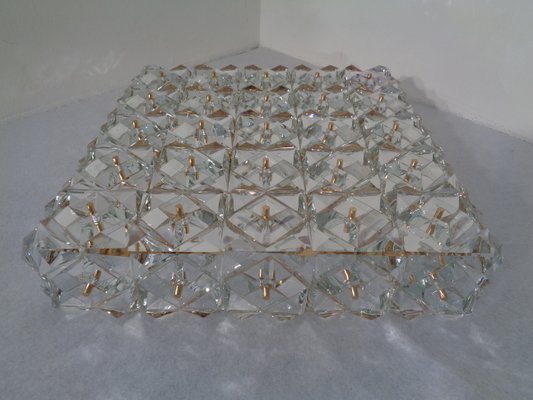 Large Gold-Plated & Crystal Glass Flush Mount Light from Kinkeldey, 1970s-RDW-692087