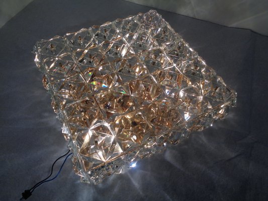 Large Gold-Plated & Crystal Glass Flush Mount Light from Kinkeldey, 1970s-RDW-692087