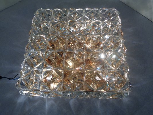 Large Gold-Plated & Crystal Glass Flush Mount Light from Kinkeldey, 1970s-RDW-692087