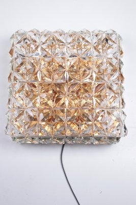 Large Gold-Plated & Crystal Glass Flush Mount or Wall Lamps from Kinkeldey, 1970s, Set of 3-EZZ-946698