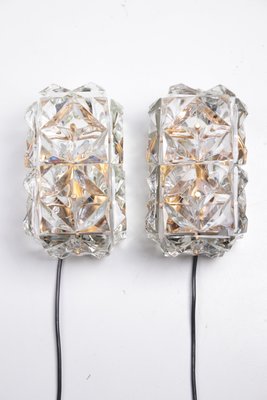 Large Gold-Plated & Crystal Glass Flush Mount or Wall Lamps from Kinkeldey, 1970s, Set of 3-EZZ-946698