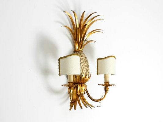 Large Gold-Plated Pineapple Florentine Wall Lamp in Metal and Ceramic by Charles Maison Jansen, 1970s-RR-2043182