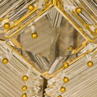 Large Gold-Plated Pyramid Flush Mount from Venini, Italy, 1970s-VDW-1735624