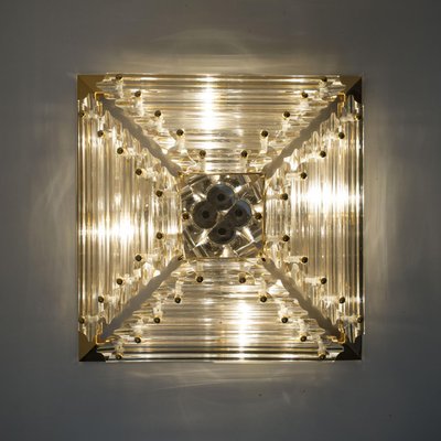 Large Gold-Plated Pyramid Flush Mount from Venini, Italy, 1970s-VDW-1735624