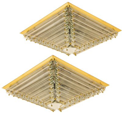 Large Gold-Plated Pyramid Flush Mount from Venini, Italy, 1970s-VDW-1735624