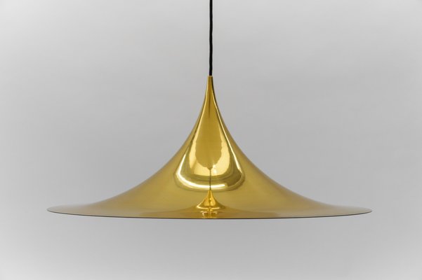 Large Gold Semi Pendant Lamp by Claus Bonderup & Torsten Thorup for Fog & Mørup, 1970s-KQB-1756467