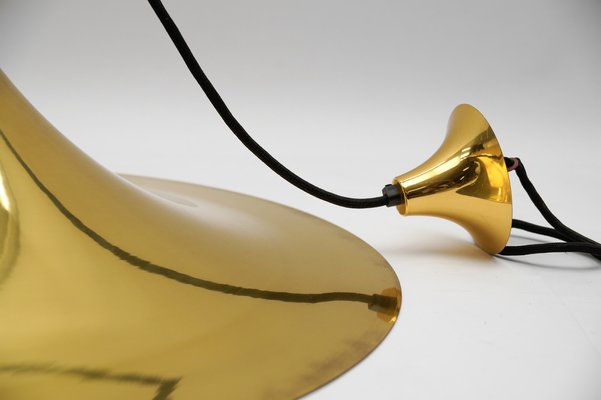 Large Gold Semi Pendant Lamp by Claus Bonderup & Torsten Thorup for Fog & Mørup, 1970s-KQB-1756467