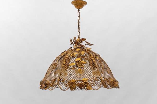 Large Golden Flower Ceiling Lamp by Hans Kögl, Germany, 1970s-KQB-1810997