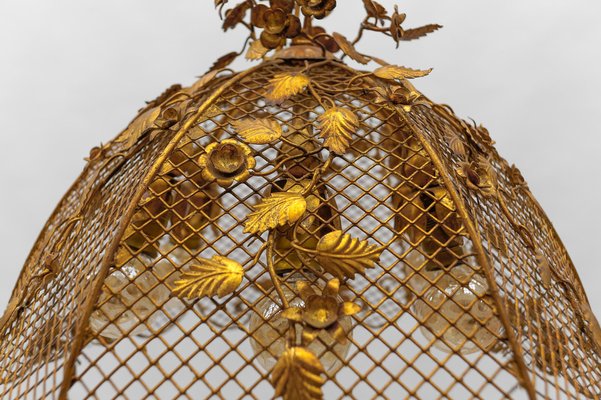 Large Golden Flower Ceiling Lamp by Hans Kögl, Germany, 1970s-KQB-1810997