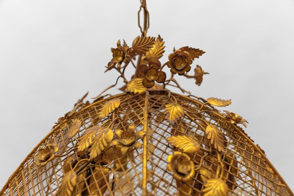 Large Golden Flower Ceiling Lamp by Hans Kögl, Germany, 1970s-KQB-1810997