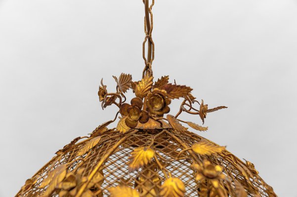 Large Golden Flower Ceiling Lamp by Hans Kögl, Germany, 1970s-KQB-1810997