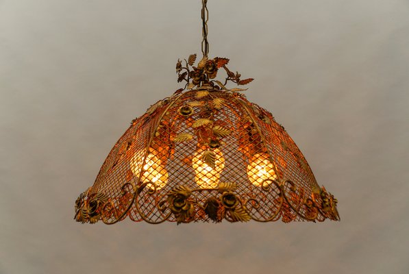 Large Golden Flower Ceiling Lamp by Hans Kögl, Germany, 1970s-KQB-1810997