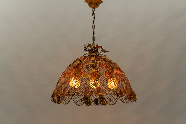 Large Golden Flower Ceiling Lamp by Hans Kögl, Germany, 1970s-KQB-1810997