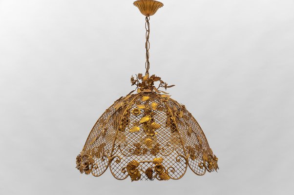 Large Golden Flower Ceiling Lamp by Hans Kögl, Germany, 1970s-KQB-1810997