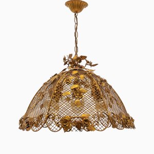 Large Golden Flower Ceiling Lamp by Hans Kögl, Germany, 1970s-KQB-1810997