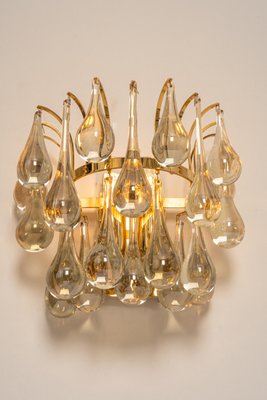 Large Golden Gilded Brass and Crystal Sconces by Palwa, Germany, 1970s, Set of 2-UGR-1096534