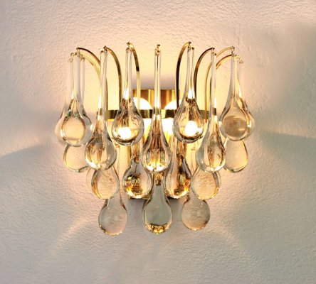 Large Golden Gilded Brass and Crystal Sconces from Palwa, Germany, 1970s, Set of 2-UGR-1085811