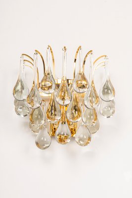 Large Golden Gilded Brass & Crystal Sconces by C.Palme, Germany, 1970s, Set of 2-UGR-1195092