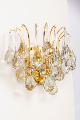 Large Golden Gilded Brass & Crystal Sconces by C.Palme, Germany, 1970s, Set of 2-UGR-1195092